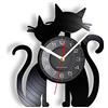 Smotly Orologio da parete in vinile, orologio da parete con design gatto compagno, decorazione creativa orologio da parete regalo. (senza luce/regalo: gancio + sacchetto regalo)