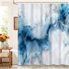 Kzzfqxb 183x213cm Tende da doccia con ganci in plastica, impermeabile occluso blu grigio marmo lattiginoso flusso d'acqua onda moderna arte modello per Vasca, tessuto in poliestere per Bagno