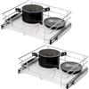 bremermann Set di 2 cassetti telescopici - 60 cm con ripiano, cassetto da cucina per aggiornare, completamente estraibile con guide telescopiche, ideale per cucina, bagno e camera da letto, in metallo