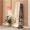 [en.casa] Specchio a Figura Intera con Appendiabiti Stand Porta Abiti con Specchio da Terra Ripiani Barra Porta Vestiti per Ingresso Camera da Letto 165 x 40 x 35 cm - Nero