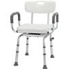 Sonnewelt Sgabello da doccia, girevole a 360°, con schienale e bracciolo, regolabile in altezza, 40-48 cm, piedini antiscivolo, stabile, per anziani