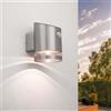 Ledvion lampada solare da parete con sensore bianco caldo IP44 acciaio inox | Luce d'accento senza fili per facciata, recinzione, ingresso e terrazza