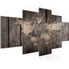 Runa Art - Quadri Mappa Del Mondo 200 x 100 cm 5 Pezzi XXL Decorazione Murale Design Brown Beige 035051b