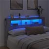 IKAYAA Testiera Letto Matrimoniale con LED Testiera Letto Matrimoniale Legno 180 cm Testiera con Contenitore Testiera Letto con Scomparti -Grigio cemento-180 x 103.5 cm