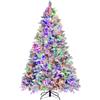 COSTWAY Albero di Natale Innevato 136/180/210 cm, Albero di Natale con 160/240/320 Luci LED, 472/850/1270 Rami di PE e PVC, 26/34/40 Pigne, Aghi di Pino e 8 Modalità di Illuminazione (210 CM)