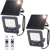 Aigostar faretto Solare con Telecomando, 50W Faro LED Esterno con Pannello Solare, 500LM, 6500K Bianco Freddo, IP65 Impermeabile, faretto da Esterno, per giardini, terrazze, garage,Confezione da 2