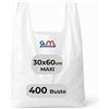 Generic GM 400 Buste Spesa 30x60 cm Biodegradabili e Compostabili Bianche con Manico, Shopper Resistenti per Negozi, Mercati, Attività Commerciali e Consegne (Misura Maxi)