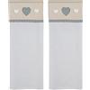HOME ZEN HOUSEHOLD LINEN coppia di tendine a vetro da cucina art orleans shabby tessutto effetto lino seta in poliestere con mantovana scozzese e tre cuori applicati mis 60x150cm dis ricciolo grigio