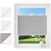 WOLTU Tenda Plissettata Effetto Rugoso Klemmfix senza Foratura 65x100 cm Grigio, Tenda Avvolgibile con Clip, Protezione Solare e Privacy per Finestre e Porte