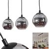 hofstein Sernf sospensione in metallo/vetro in colore nero/fumo, lampada a sospensioni con paralume in vero vetro (Ø 16,5 cm), 3 x E27, senza lampadina/e