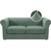 BXFUL Copridivano Chesterfield elasticizzato con fodere per Cuscini Separati per mobili da soggiorno con tessuto jacquard più spesso (2 Posti,Erba verde)