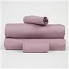 Corredocasa Lenzuola Completo Letto in Percalle, Made in Italy - 100% Cotone Percalle - Set Lenzuolo Sotto con Angoli, Sopra e 2 Federe Eleganti (Malva, 1 Piazza)