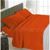 Passione per le tele Completo Letto Lenzuola Made in Italy Set Lenzuola Tinta Unita Completo con Federe Cuscini Disponibile in 18 Colori (MATRIMONIALE, ARANCIO)