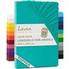 Lavea® Lenzuolo con Angoli King Size 200x220 cm - Jersey 100% Cotone - Per Materassi Topper fino a 10 cm - Con Elastico Tutto Intorno - Certificato OEKO-TEX - Turchese