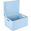 Creative Deco XXL Azzurra Grande Scatola in Legno Porta Oggetti | 40 x 30 x 24cm | Coperchio e Maniglie | Contenitore Giochi Bambini Cassetta Baule Portagiochi | Per Decoupage. Decorare, Regalo