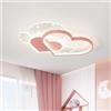 Yuelux Lampada Soffitto LED a Forma di Cuore per Camera dei Bambini - Plafoniera Moderna Dimmerabile con Telecomando e Luci Calde, Design in Alluminio e Acrilico per Neonati, Ragazze e Ragazzi (Rosa)