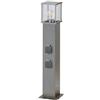 Lindby Lampada da Vialetto Con 2 Prese Corrente, IP44, 1x E27, Paletto Luminoso Segnapassi in Acciaio Inox, Lampioncini da Giardino Esterno con Attacco Elettrico, Presa da Giardino a Colonna
