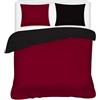 Morbidissimi Set Copripiumino Bicolore 100% Cotone, sacco e 2 federe Double Face, 100% Made in Italy, Una piazza e mezza, Nero-Bordeaux