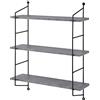 [en.casa] Scaffale da Parete a 3 Ripiani Scaffale da Muro Libreria Pensile con Ripiani Regolabili in Altezza 48 x 15 x 63.5 cm - Effetto Cemento/Nero