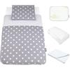 baby idea Babysanity Lenzuola Next To Me Compatibili 5 pezzi: Cuscino Neonato Federa Cuscino Piumino Copripiumino Lenzuolo Angoli per Culla Lettino Neonato Chicco Kinderkraft Cam Brevi OEKO-TEX (Stella G)