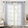 QIROGKC Tende Trasparenti Jacquard Palma Europea Set Di 2 Tende Trasparenti Trasparenti Per Finestre Per Soggiorno E Camera Da Letto,grigio,L200*H270 CM