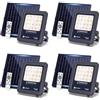 Aigostar faretto Solare con Telecomando,50W Faro LED Esterno con Pannello Solare,500LM,6500K Bianco Freddo,IP65 Impermeabile,faretto da Esterno,per giardini,terrazze,garage,Confezione da 4