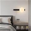 TZSMUM LED Luce da Parete con Tirante Interruttore Lampada da Parete Moderno 3000K/4000K/6000K Applique da Parete 7W Semplice Vetro a Globo Luce da Parete Camera da Letto Soggiorno Bagno Corridoio (Nero)