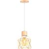 iDEGU Lampada a Sospensione Vintage E27 Plafoniera Industriale in Legno Metallo Gabbia Lampada da Soffitto Retrò Lampadario a Sospensione per Cameretta Cucina Salotto Sala da Pranzo (Dorato, Legno)