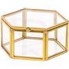 PuntoCasaStore Golden Box Scatola Quadrata Esagonale in Vetro e Metallo Color Oro bomboniera portaconfetti segnaposto Idea Regalo Matrimonio Anniversario promessa Comunione Nascita (Esagonale 8,5xH.4 CM)