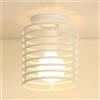 iDEGU Plafoniera Retro Design Gabbia Lampadario in Metallo Vintage Industriale Paralume Sospensione Forma Cilindro E27 Apparecchio (Bianco, 16 cm)