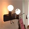 Mengjay Creativo Lampada da parete umanoide，applique da parete E27 Iron interno lampada vintage apliques luce da parete interno moderno per Corridoio,Camera da Letto, Cucina, Bar, Caffè,Ristorante.