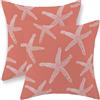 GOLIANDA Fodere per cuscino a forma di stelle marine arancioni 45x45 cm Set di 2 Cuscini da divano estivi a tema nautico marino per la spiaggia Fodera per cuscino in lino per esterni Arredamento in
