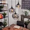 hofstein lampada a sospensione Azurara, lampada a sospensione in metallo/vetro in colore nero/fumo/chiaro, luce dal design moderno, 3 luci, altezza massima 120 cm, 3 x E27, senza lampadina/e