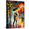 Panther Print Leonid Afremov - Dipinto a olio astratto su tela da parete per soggiorno, decorazione casa, Dance Under the Rain, 91x61cm (36x24in)