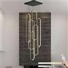 LAMPLAY Lampadario Moderno, 6 Luci LED Ad Anello Di Diamanti Nero, Lampadario Per Villa Regolabile In Altezza, Luce Per Soggiorno Con Telecomando 3000K-6000K Dimmerabile, Scale Del Soggiorno