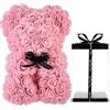 Générique Orso di Rosa, Fiore Orsacchiotto Romantico Con Scatola Regalo Trasparente per San Valentino, Compleanno, Festa Della Mamma, Fidanzata (C- Rosa Chiaro)