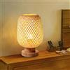 GUANSHAN Lampada da tavolo in bambù Piccola lampada da comodino con paralume in bambù squisito Lampada da notte Lampada da tavolo decorativa per camera da letto, soggiorno, Stile 2