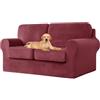 UNBBRRL Copridivano Ektorp Copri Divano in Velluto, Rivestimento Individuale del Cuscino E dello Schienale Salvadivano Lavabile Mobili Protector (rosso rosa,2 posti 5pz)
