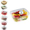 Generico GM - 100 Vaschette Quadrate Trasparenti 1000 cc con Coperchio Attaccato, Contenitori Ermetici in PET Idonei al Contatto Alimentare per Gastronomia, Asporto e Pranzo - 19×15,5×6,5h cm - Made in Italy