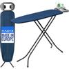 KADAX Asse da Stiro Pieghevole, Tavola Salvaspazio con Altezza Regolabile, Copertura Resistente al Calore e Supporto per Ferro (110 x 30 cm, Blu Scuro)