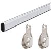 Gedotec Asta appendiabiti in metallo cromato lucido, 1 pezzo, asta per tenda, per guardaroba, con montaggio a parete laterale e supporto centrale, 30 x 15 mm, lunghezza 1500 mm, appendiabiti