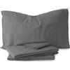 Morbidissimi Set Lenzuola Completo Letto in Flanella 100% cotone felpato Tinta Unita per letto Singolo [ Grigio]