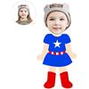 ASSIALL Cuscino Viso Personalizzato Mini Me Cuscini Personalizzati a Forma di Persona Bambola Fumetto con Stampa Fronte-Retro 3D Divano Auto Poli Cotone Lancia Cuscino Ornamento Casa (Captain)