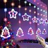 CHENGUAN Lampada decorativa di Natale della tenda della lampada,8 tipi di luci lampeggianti della stringa della stella LED per le decorazioni natalizie all'aperto di Lndoor (Scatola batteria, B Multicolor)