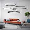 FUMIMID Lampadario Sospensione LED Lampada Soggiorno Lampadario Dimmerabile Con Telecomando Lampade Sospensione Moderne Tavolo Pranzo Soffitto Luminoso Acrilico Rotondo Alluminio,Nero,5laps20+40+60+80+100cm