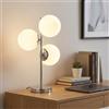 B·LED BARCELONA LED BARCELONA LED Lampada Da Tavolo ROM 3 Sfere Vetro E27 Ø15 Cm Cromo | Alluminio e diffusori opalini, altezza 550 mm, larghezza 300 mm, cavo 1260 mm con interruttore, uso interno IP20