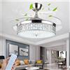 ATEEZ Crystal Lampada Ventilatore da Soffitto e Telecomando Pale a Scomparsa Silenzioso Ventola Soffitto con Luce 6 Velocità Motore Dc Reversibile 3 Colore Moderna Plafoniera con Ventilatore-Silver||122CM