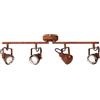Lightbox Faretto industriale da soffitto a 4 fiamme - tubo faretto rustico con teste e bracci orientabili - ruggine metallica