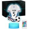 Maverton Lampada da notte personalizzata calcio - RGB 16 Colori - Regalo Comunione Maschio, Regalo Bambino 10 Anni Maschio, Regalo Comunione Bambino - Idea Regalo Compleanno per Ragazzi