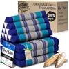 livasia cuscino a cuneo kapok - 175x50x8cm - materasso pieghevole a 3 segmenti, cuscino per la schiena pieghevole, tappetino thai, fatto a mano (Blu)